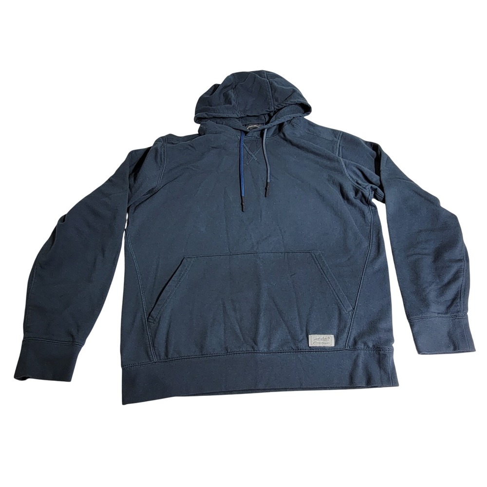Eddie Bauer Mens Navy Blue Fleece Lined Pullover Hoodie Sweatshirt Size M